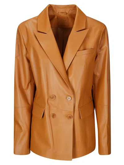 DESA 1972 LEATHER DOUBLE-BREASTED BLAZER