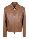 Desa 1972 Leather Fitted Bomber Jacket In Marrón