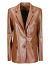 Desa 1972 Leather Flap-pocket Blazer In Brown
