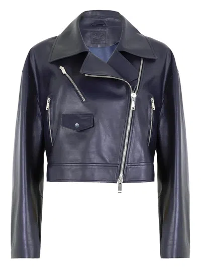 Desa 1972 Leather Jacket In Blue