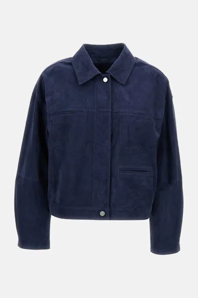 Desa 1972 Leather Jeans Inspired Jacket In Blue