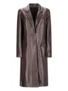 Desa 1972 Leather Lapel-collar Coat In Multi