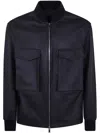 Desa 1972 Leather Patch Pocket Bomber Jacket In Blue