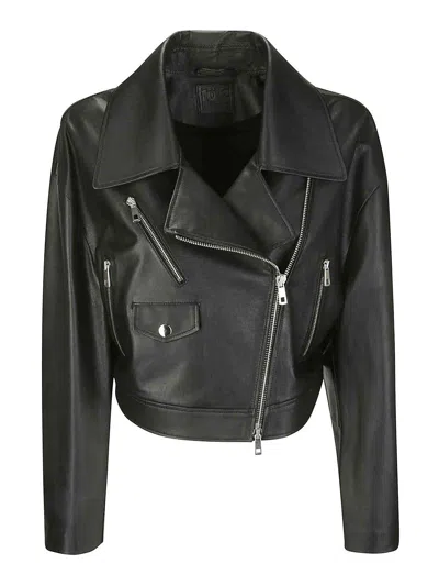 Desa 1972 Off-centre-fastening Leather Jacket In Black