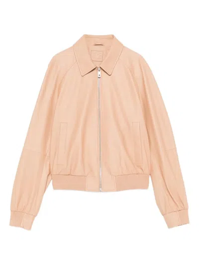 Desa 1972 Leather Raglan Bomber Jacket In Pink