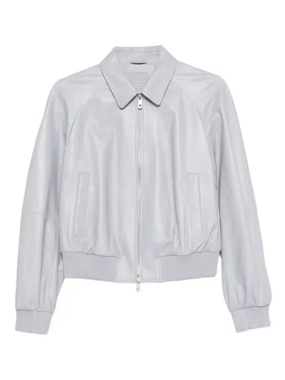 Desa 1972 Leather Raglan Bomber Jacket In White