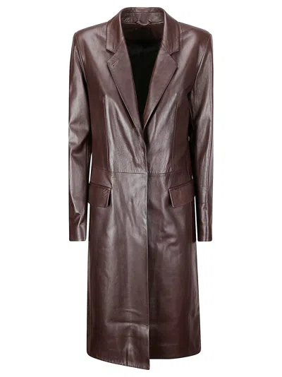 DESA 1972 LEATHER REDINGOTE COAT
