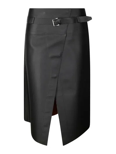 Desa 1972 Leather Reversible Skirt Portfolio In Black
