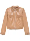 Desa 1972 Leather Shirt Collar Jacket In Brown