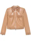 Desa 1972 Leather Shirt Collar Jacket In Brown