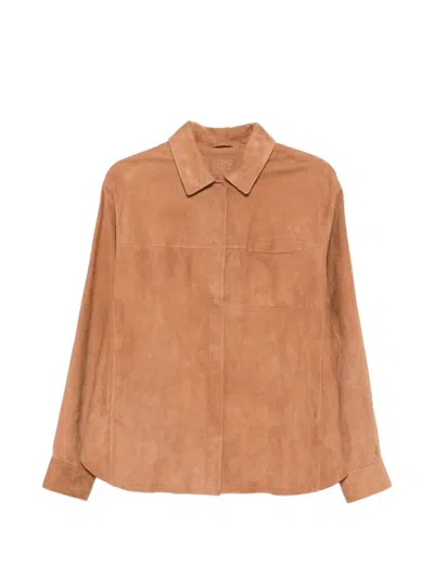 Desa 1972 Leather Shirt Jacket In Brown