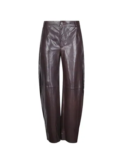 Desa 1972 Leather Tapered Trousers In Brown
