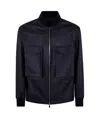 Desa 1972 Leather Patch Pocket Bomber Jacket In Black