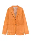 Desa 1972 Reversible Leather Blazer In Orange