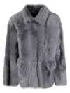 Desa 1972 Reversible Shearling Boxy Jacket In Gray