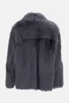 Desa 1972 Reversible Shearling Boxy Jacket In Gray