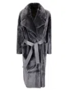 Desa 1972 Reversible Shearling Robe Coat In Brown