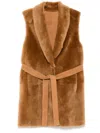 Desa 1972 Shearling Sleeveless Coat In Brown