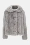 Desa 1972 Shearling Trapeze Jacket In Gray