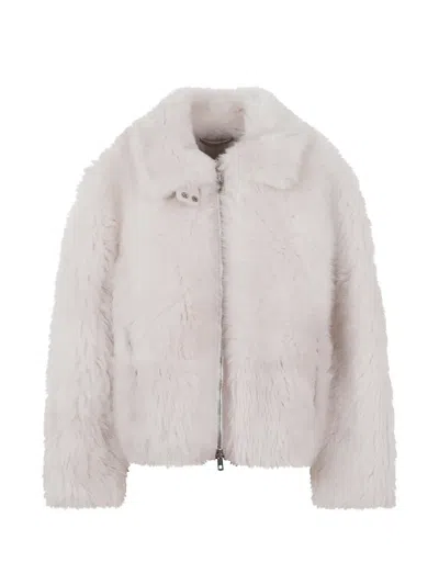 Desa 1972 Shearling Zip-up Jacket In Multi