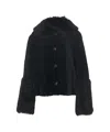 Desa 1972 Sheepskin Coat With Plush Fur Collar And Cuffed Sleeves In Black