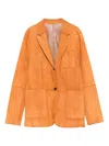 Desa 1972 Reversible Leather Blazer In Orange
