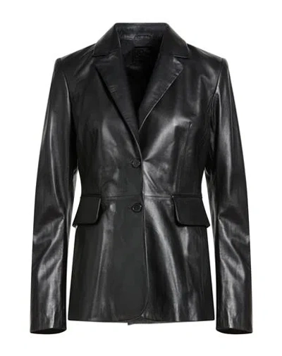 Desa 1972 Woman Blazer Black Size 8 Leather