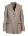 Desa 1972 Woman Blazer Khaki Size 4 Leather In Beige