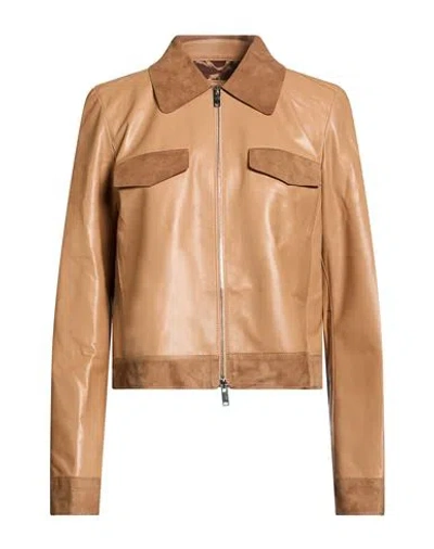 Desa 1972 Woman Jacket Camel Size 2 Leather In Gold