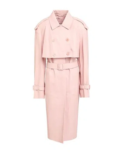 Desa 1972 Woman Overcoat & Trench Coat Pink Size 12 Leather