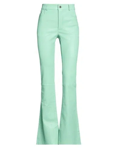 Desa 1972 Woman Pants Light Green Size 6 Leather In Blue