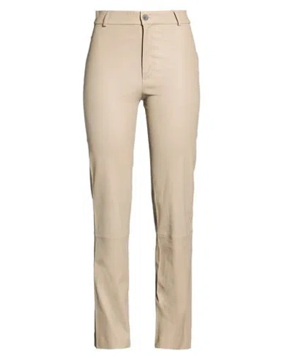 Desa 1972 Woman Pants Taupe Size 10 Leather In Gray