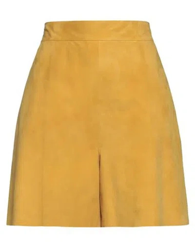Desa 1972 Woman Shorts & Bermuda Shorts Marigold Size 10 Leather In Yellow