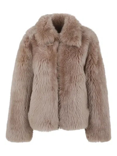 Desa 1972 Zip-up Shearling Jacket In Brown