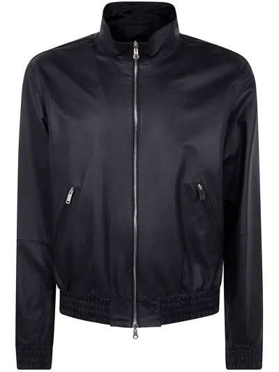 DESA LEATHER REVERSIBLE BOMBER JACKET,K14482 BLACK BLACK NYLON