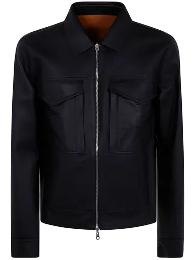 DESA LEATHER REVERSIBLE BOXY JACKET,K14486 BLACK CUOIO