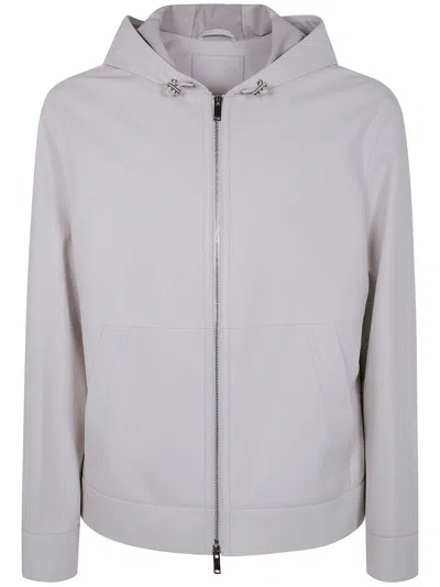 DESA LEATHER HOODIE JACKET,K14573 WHITE