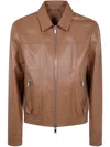 Desa Leather Fitted Bomber Jacket In Brown