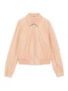 Desa Leather Raglan Bomber Jacket In Orange