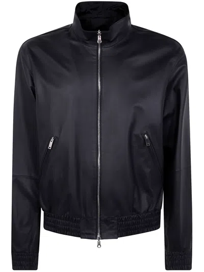 Desa Leather Reversible Bomber Jacket In Black