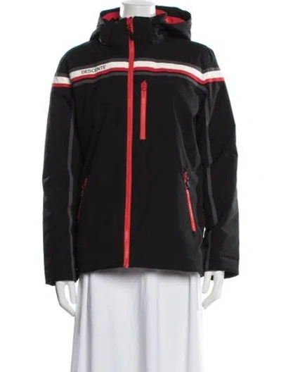 Pre-owned Descente Colorblock Pattern Down Jacket In Black