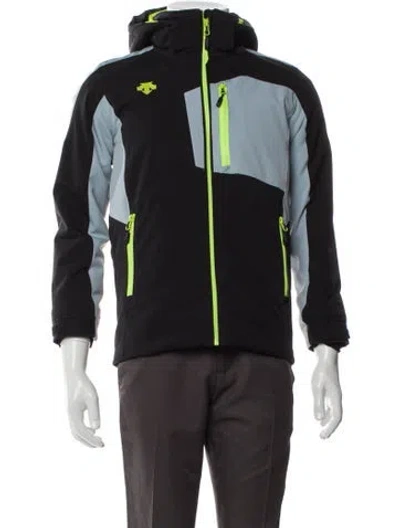 Pre-owned Descente Colorblock Pattern Windbreaker In Black