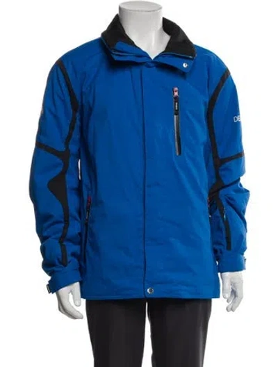 Pre-owned Descente Colorblock Pattern Windbreaker In Blue