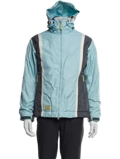 Pre-owned Descente Colorblock Pattern Windbreaker In Blue