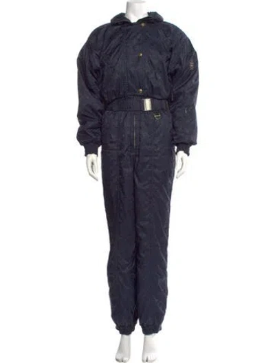 Pre-owned Descente Mock Neck Jumpsuit In Blue