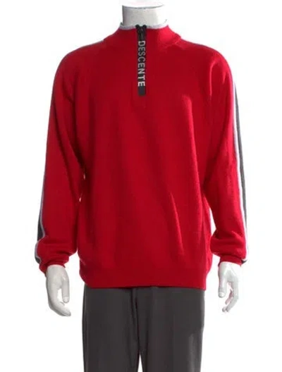 Pre-owned Descente Mock Neck Long Sleeve Pullover In Red