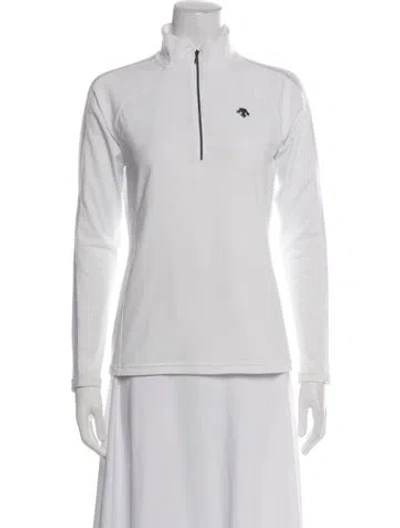 Pre-owned Descente Mock Neck Long Sleeve Top In Neutrals