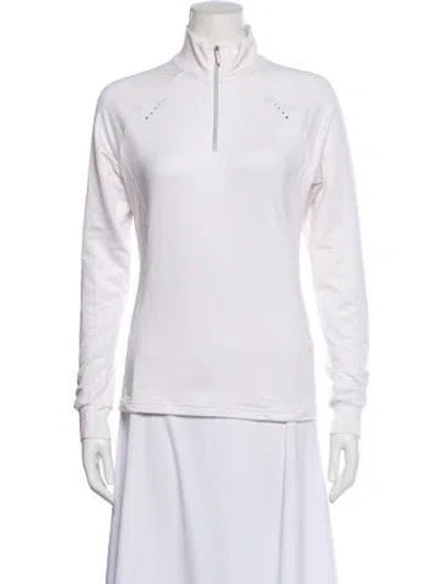 Pre-owned Descente Mock Neck Long Sleeve Top In White