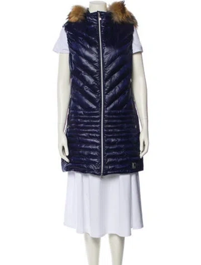 Pre-owned Descente Nylon Printed Vest In Blue