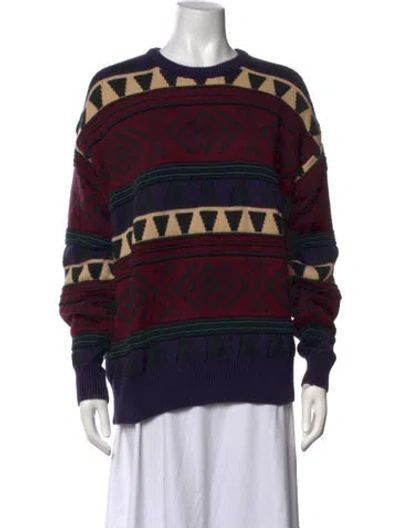 Pre-owned Descente Patterned Crew Neck Sweater In Multicolor